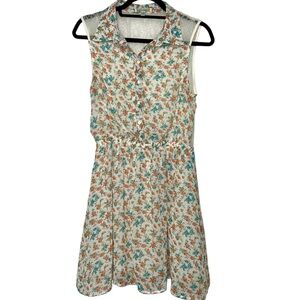 Luca Couture Floral Sleeveless Dress with Sheer Lace Back
